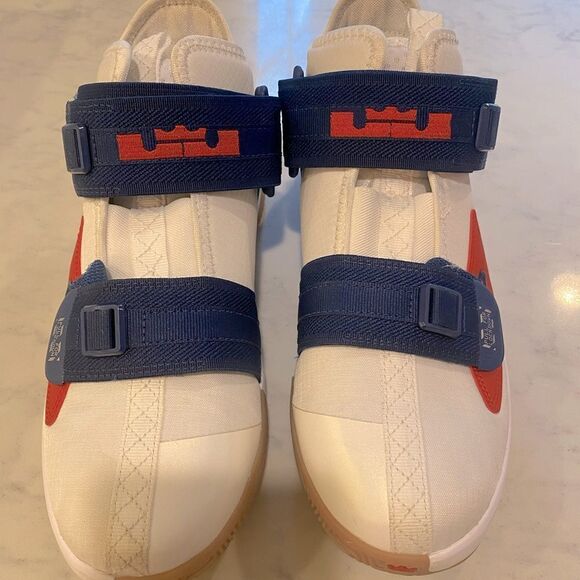 Nike LeBron Soldiers. White. Accent in red and blue. - Picture 1 of 8